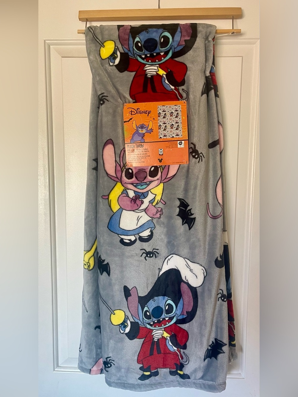 Disney Kids Halloween Stitch & Angel Grey Plush Pajama Blanket